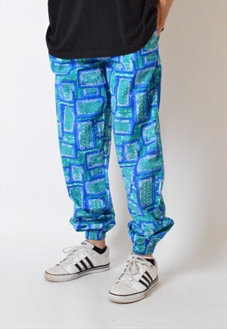 VINTAGE 90S ABSTRACT LIGHTWEIGHT COTTON SWEATPANTS
