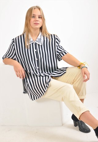 VINTAGE SHORT SLEEVE STRIPED SHIRT