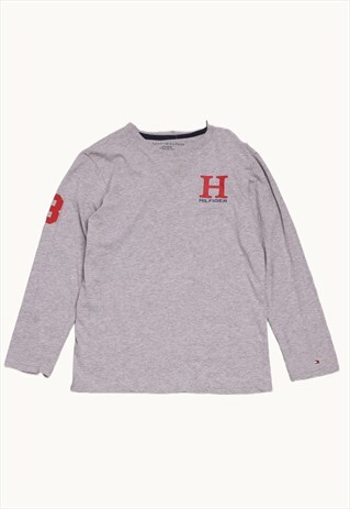 VINTAGE 90S TOMMY HILFIGER LONG SLEEVE T-SHIRT IN GREY