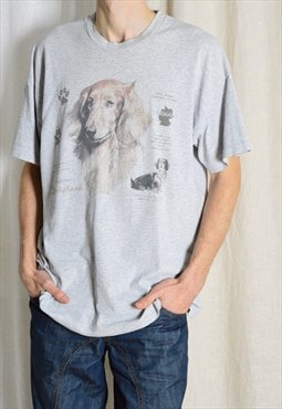 Vintage 90s Grey Graphic Dachshund German Dog T-Shirt
