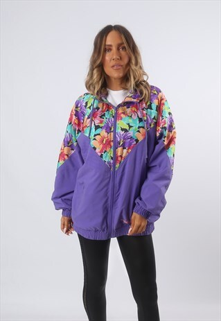 SHELL BOMBER JACKET 90'S FLORAL PATTERNED OVERSIZED (CFDE)