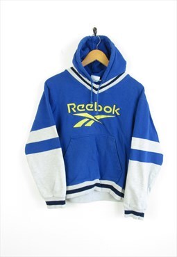 Reebok 90s Big Spellout Logo Blue Hoodie S