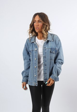 DENIM JACKET VINTAGE OVERSIZED FITTED UK 18 (981R)