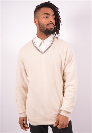 VINTAGE ELLESSE JUMPER SWEATER BEIGE
