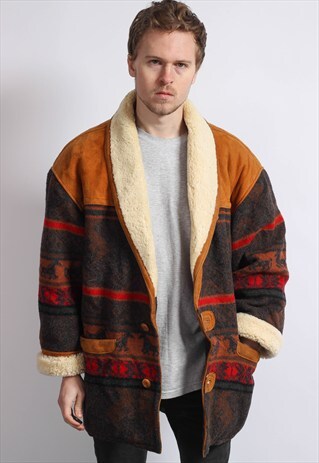 VINTAGE OVERSIZED AZTEC SHERPA JACKET