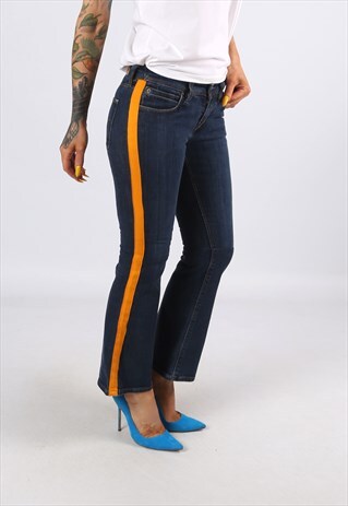 KICK FLARE SIDE STRIPE REWORKED JEANS FLARED UK 6 - 8 (C31A)