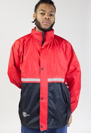 VINTAGE 90'S RED AND BLACK SHELL SPORTS JACKET