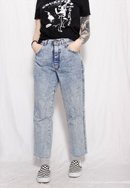 80s vintage 90s grunge acid wash high rise crop mom jeans