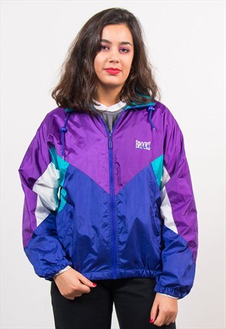 90'S RETRO PURPLE COLOURBLOCK TRACKSUIT SHELLSUIT JACKET