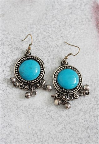SILVER TURQUOISE DROP EARRINGS