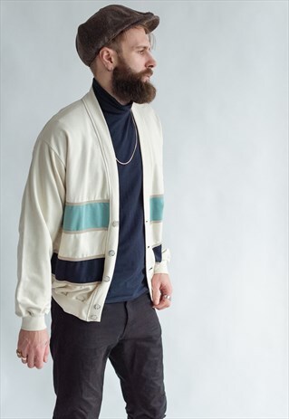 VINTAGE 80S MINIMAL CREAM CARDIGAN