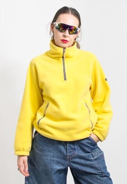 Vintage fleece sweatshirt Y2K yellow warm ski top women siz