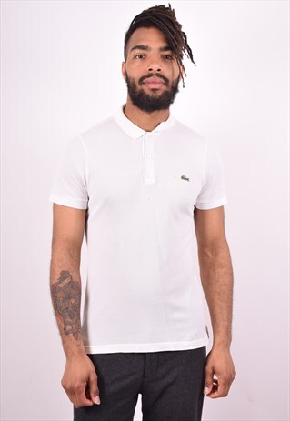 LACOSTE MENS VINTAGE POLO SHIRT MEDIUM WHITE 90S