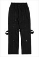 ZIP PANTS STRIPED STRAP BIG POCKETS CARGO JOGGERS IN GREY