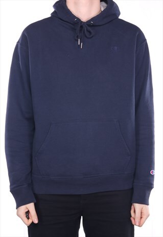 VINTAGE 90'S CHAMPION HOODIE EMBROIDERED BLUE - XLARGE