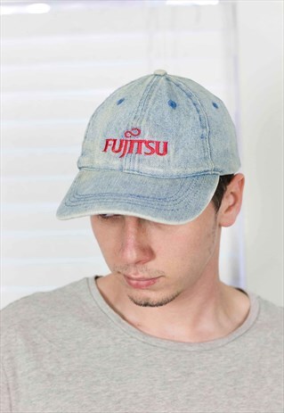 VINTAGE DENIM BASEBALL CAP HAT LOGO 90S X 3.6