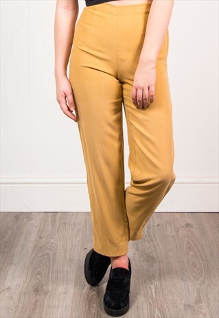 VINTAGE 90'S TAN FAUX SUEDE HIGH WAIST TROUSERS