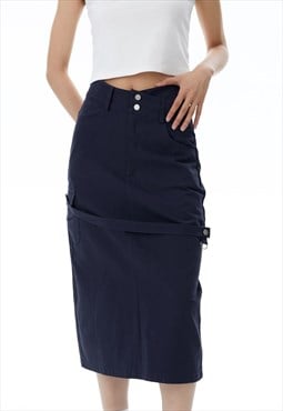 Utility maxii skirt in dark blue 
