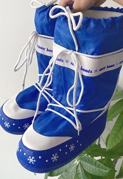Vintage 90's Unisex Blue Warmed Cosy Winter Moon Boots