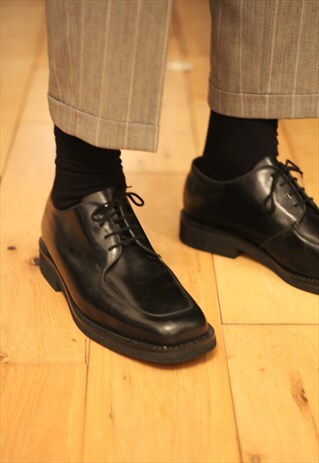 VINTAGE HUSH PUPPIES BLACK LEATHER SHOES