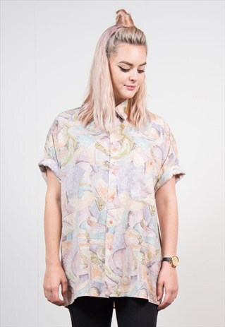 90'S WAVEY PATTERN PASTEL OVERSIZE SHIRT