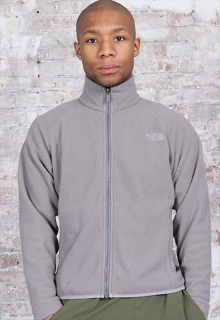 VINTAGE THE NORTH FACE CHEST LOGO FULL ZIP FLEECE GREY