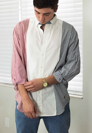 VINTAGE TOMMY HILFIGER COLOR-BLOCK SHIRT LOGO 90S L 9.2