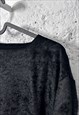 90S BLACK VELVET SLIM MINIMAL TOP / BLOUSE - M