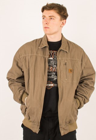VINTAGE BEIGE CARHARTT CANVAS JACKET COAT XXL