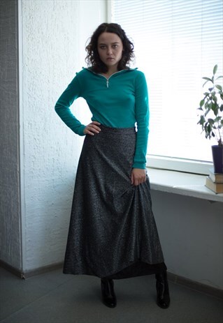 VINTAGE 80'S MAXI BLACK GLITTER SKIRT