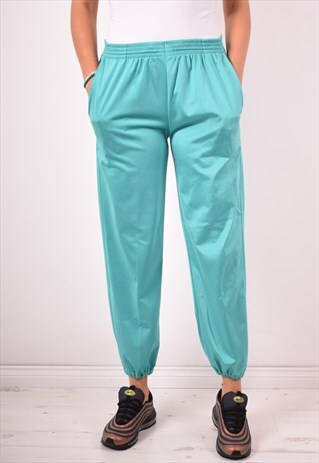 WOMENS VINTAGE TRACKSUIT TROUSERS MEDIUM BLUE 90S