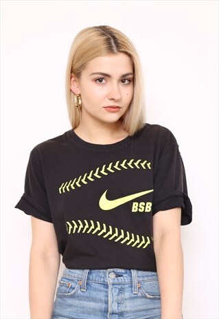 VINTAGE 90S NIKE BLACK YELLOW TOP T-SHIRT