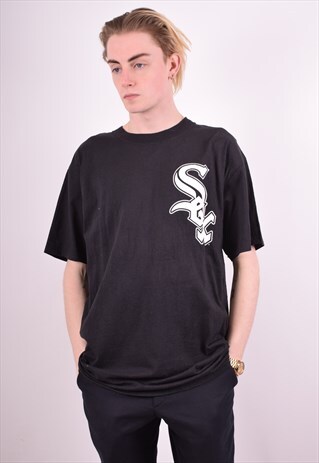 MAJESTIC MENS VINTAGE T-SHIRT TOP LARGE BLACK 90S