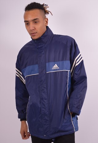 ADIDAS MENS VINTAGE JACKET SMALL BLUE 90S