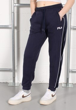 Vintage Fila Joggers in Navy Lounge Sports Trackies Small