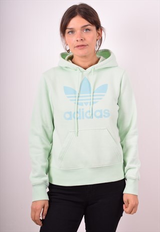 ADIDAS WOMENS VINTAGE HOODIE JUMPER MEDIUM GREEN 90S