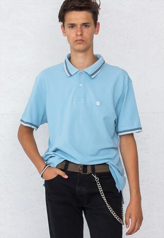 90S VINTAGE BLUE FILA SHORT SLEEVE POLO SHIRT