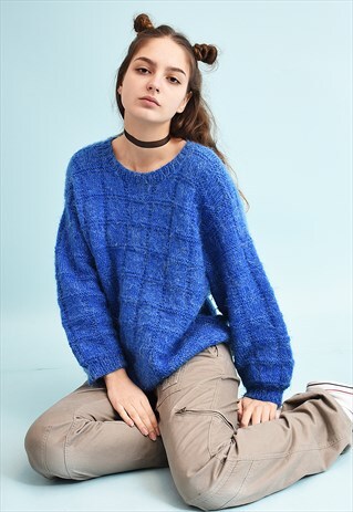 80'S RETRO OVERSIZED SLOUCHY SHIMMER KNIT MOMS JUMPER