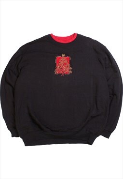 Vintage  Decpratpr Sweatshirt Christmas Tree Crewneck Black
