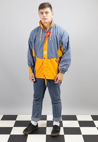 GREY & ORANGE K-WAY WINDBREAKER