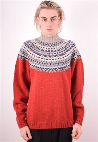 TIMBERLAND MENS VINTAGE JUMPER SWEATER LARGE RED 90S