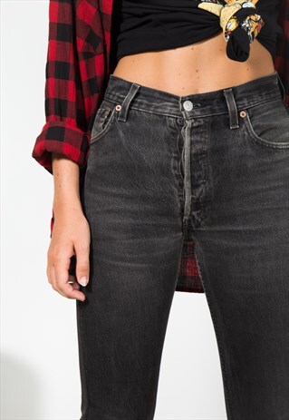 VINTAGE 80S REWORKED LEVI'S 501 JEANS BLACK MID WASH / 0002