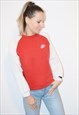 VINTAGE 90S NIKE EMBROIDERED LOGO RED SWEATSHIRT JUMPER