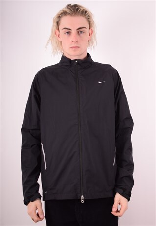 NIKE MENS VINTAGE TRACKSUIT TOP JACKET LARGE BLACK 90S