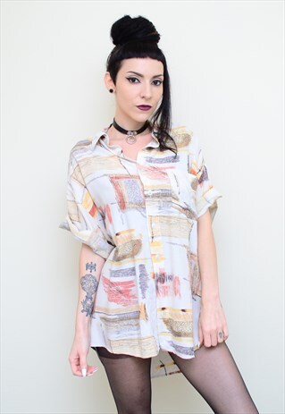 VINTAGE 90'S INDIE PATTERNED OVERSIZED SHIRT