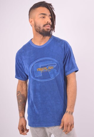 VINTAGE REPLAY T-SHIRT TOP BLUE