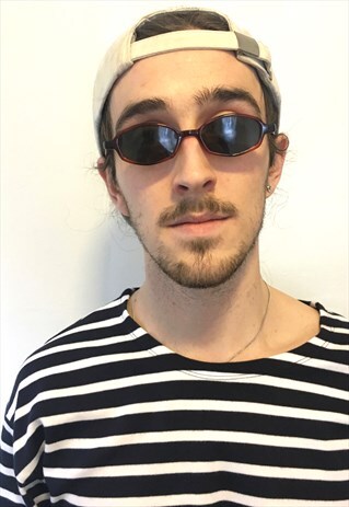 VINTAGE HEXAGON BROWN SLIM 90S SUNGLASSES