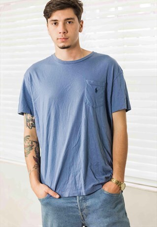 VINTAGE POLO RALPH LAUREN T-SHIRT LOGO 90S L 6.3
