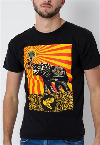 OBEY MANDALA DOVE SCROLL DESIGN BIG GRAPHIC PRINT T-SHIRT