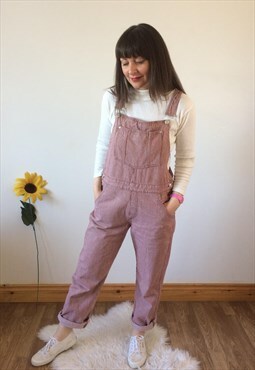 Vintage 90s Red & White Striped Dungarees